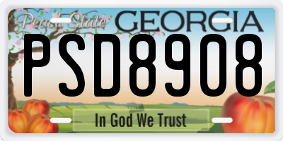 GA license plate PSD8908