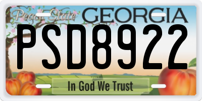 GA license plate PSD8922