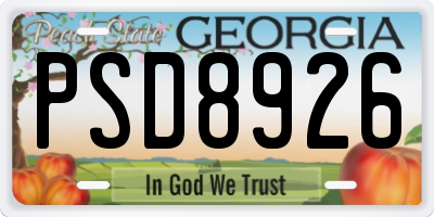 GA license plate PSD8926
