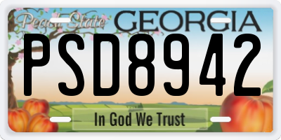 GA license plate PSD8942