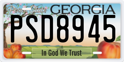 GA license plate PSD8945