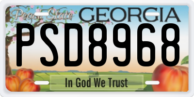 GA license plate PSD8968