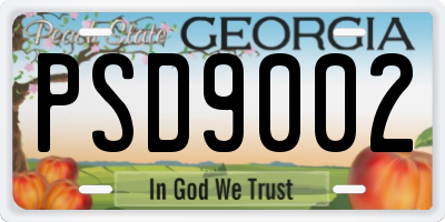 GA license plate PSD9002