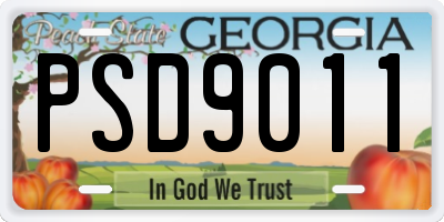 GA license plate PSD9011