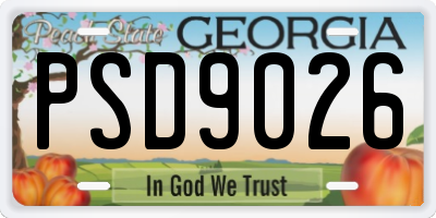 GA license plate PSD9026