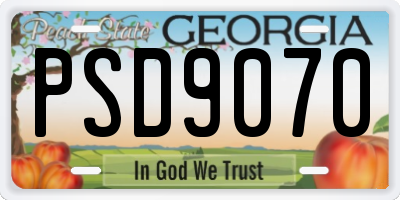 GA license plate PSD9070