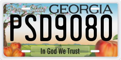 GA license plate PSD9080
