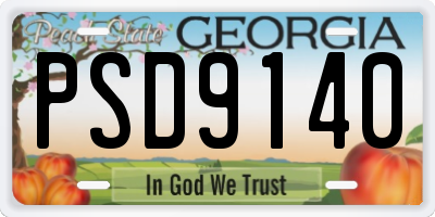 GA license plate PSD9140