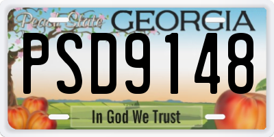 GA license plate PSD9148