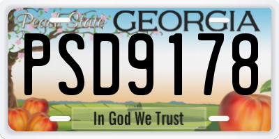 GA license plate PSD9178