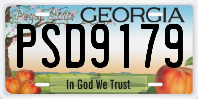 GA license plate PSD9179