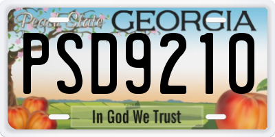 GA license plate PSD9210