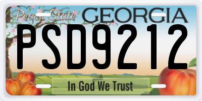 GA license plate PSD9212