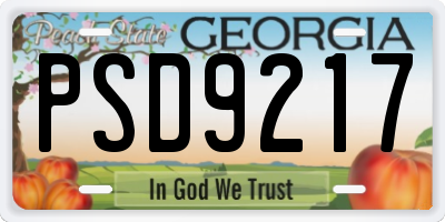 GA license plate PSD9217
