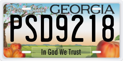 GA license plate PSD9218