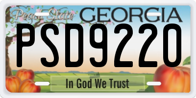 GA license plate PSD9220
