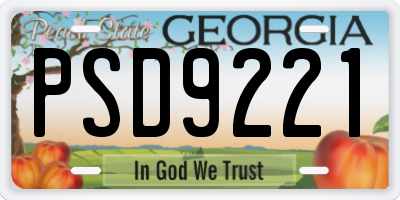 GA license plate PSD9221