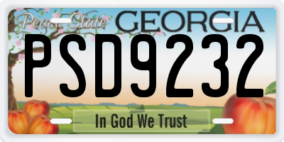 GA license plate PSD9232