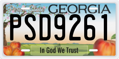 GA license plate PSD9261