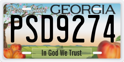 GA license plate PSD9274