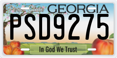 GA license plate PSD9275