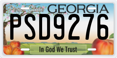 GA license plate PSD9276