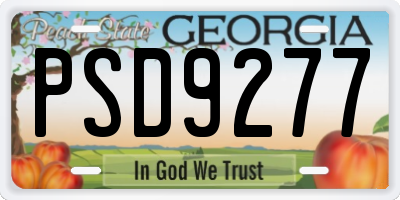 GA license plate PSD9277