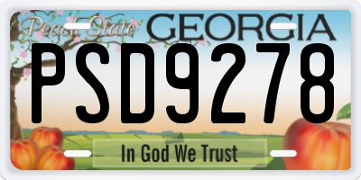 GA license plate PSD9278