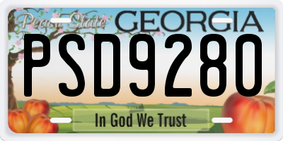 GA license plate PSD9280