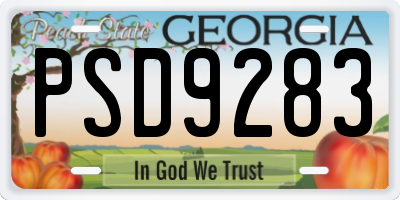 GA license plate PSD9283
