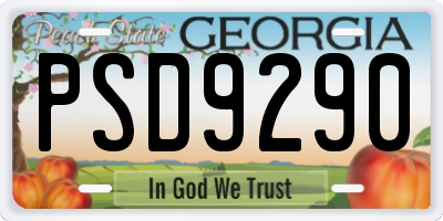 GA license plate PSD9290