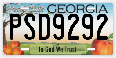 GA license plate PSD9292