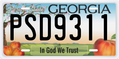 GA license plate PSD9311