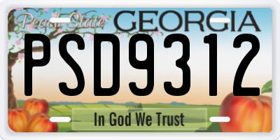 GA license plate PSD9312