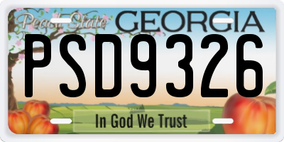 GA license plate PSD9326