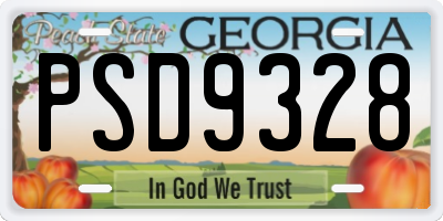 GA license plate PSD9328