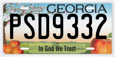 GA license plate PSD9332