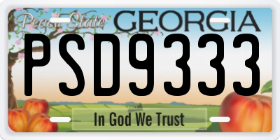 GA license plate PSD9333