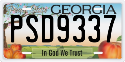 GA license plate PSD9337