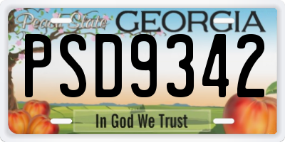 GA license plate PSD9342