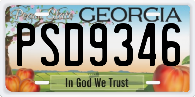 GA license plate PSD9346