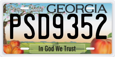 GA license plate PSD9352