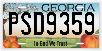 GA license plate PSD9359