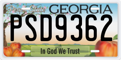 GA license plate PSD9362