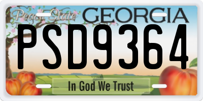 GA license plate PSD9364