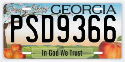 GA license plate PSD9366