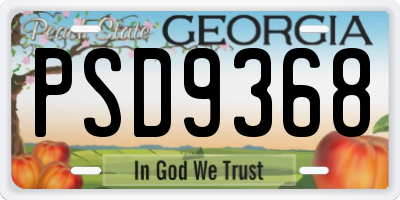 GA license plate PSD9368