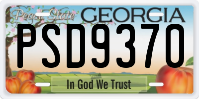 GA license plate PSD9370