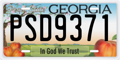 GA license plate PSD9371