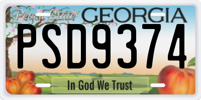 GA license plate PSD9374